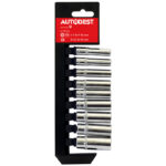 JEU DE 9 DOUILLES LONGUES 6 PANS CARRE 1/4