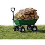 CHARIOT REMORQUE JARDIN 52L 4 ROUES GONFLEES 260MM + AXES DEPORTES
