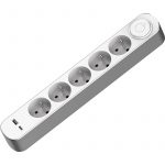 BLOC 5X16A+T+INTERRUPTEUR + 1 USB A + 1 USB C