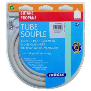 TUYAU DE GAZ BUTANE PROPANE 6X12 1.50 M + COLLIERS GARANTIE 5 ANS