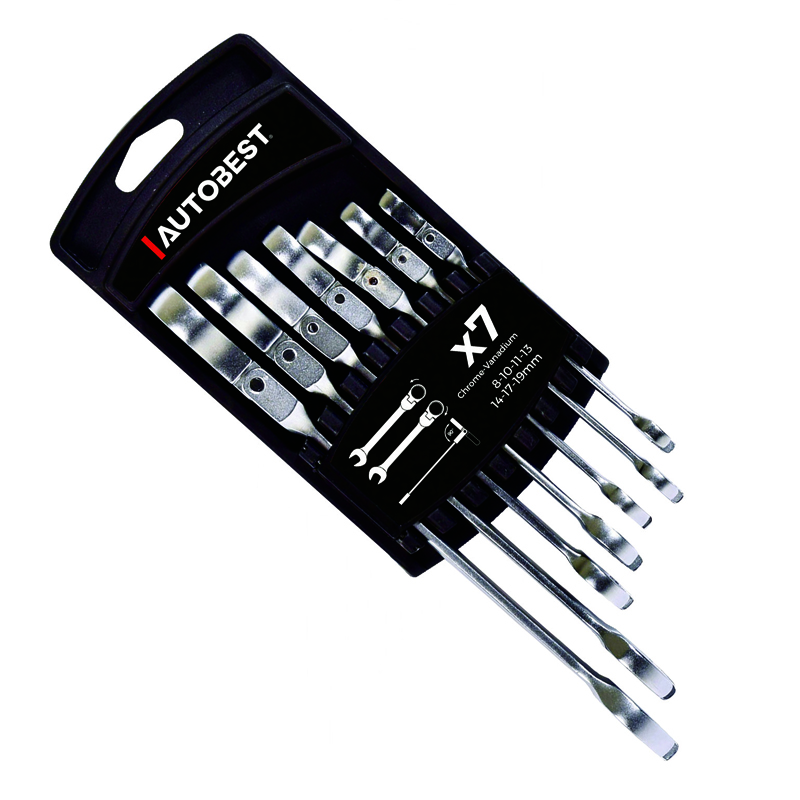 CLES MIXTES A CLIQUET JEU DE 7 PRO SUR SUPPORT CHROME VANADIUM