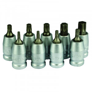 COFFRET DE DOUILLES EMBOUTS ETOILE 9 PIECES 1/2 T20 T25 T27 T30 T40 T45 T50