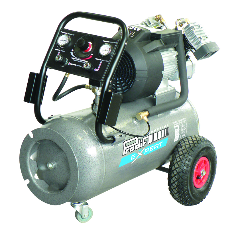 COMPRESSEUR 50 L A HUILE 3,5 CV 8 BARS 290L/MN GROSSES ROUES GAMME PRO