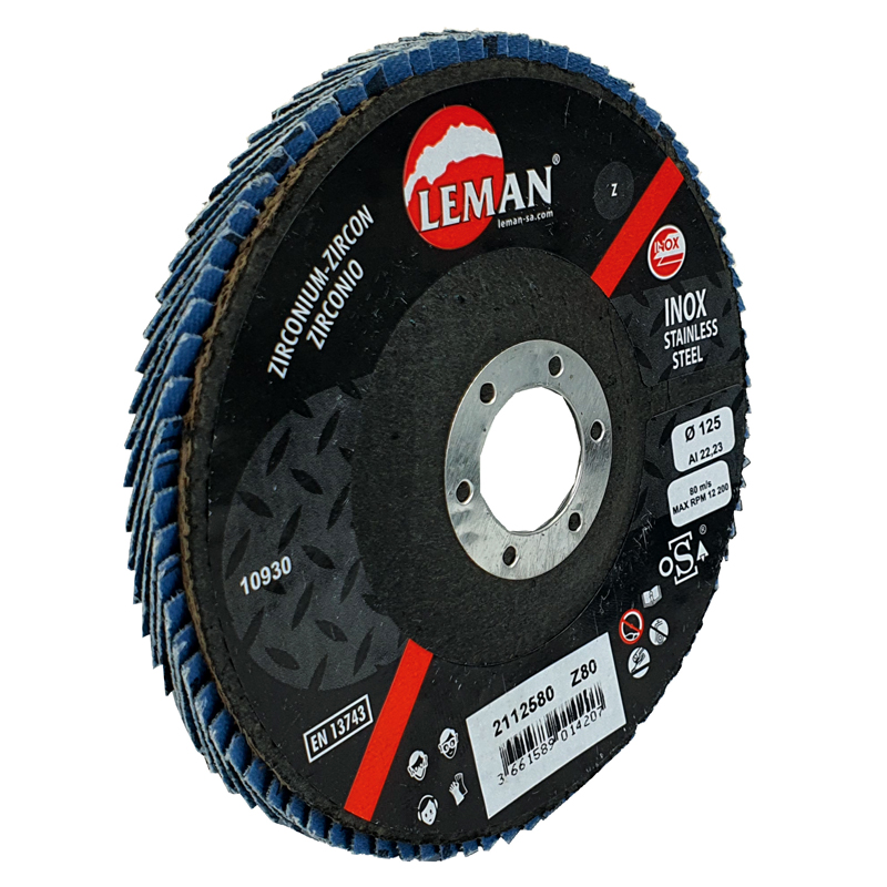 DISQUE A LAMELLES BOMBE 125X22,23 GRAIN 40 ZIRCONIUM