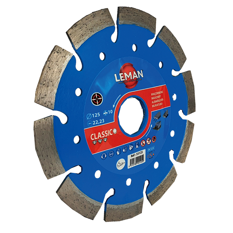 DISQUE DIAMANT SEGMENTS BÉTON ACIER 125X22,23 HT 7