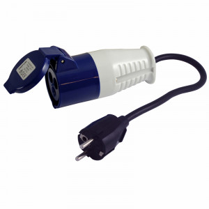 ADAPTATEUR POUR CARAVANE 2 PHASES+TERRE AVEC CABLE