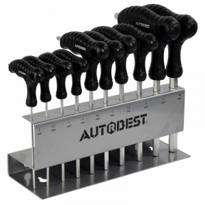 JEU DE 10 CLES EN T TETES SPHERIQUES SUR RATELIER 2 A 10MM