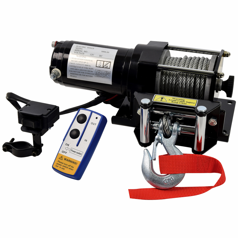 TREUIL ELECTRIQUE 4X4 12V, 1,36T, CABLE ACIER 9M