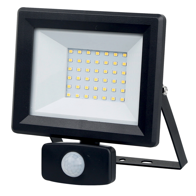 PROJECTEUR MURAL DETECTEUR ALU LED 10W EXTRA PLAT IP65 800 LUMENS