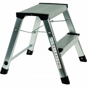 MARCHEPIED ALUMINIUM PLIABLE, 2 MARCHES, HAUTEUR 40CM, POIDS 1,78 KG. FAIBLE ENCOMBREMENT PLIE. MARC
