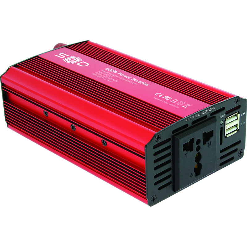 CONVERTISSEUR 12V/230V 600W+USB 2.1A*2+PINCES CROCODILES