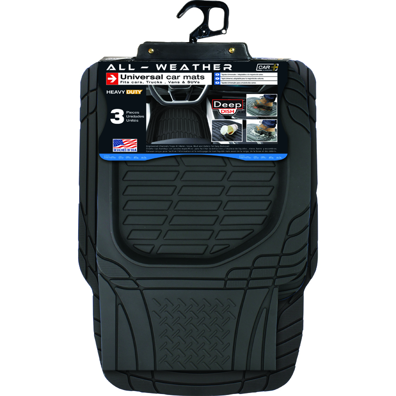 TAPIS CAOUTCHOUC DEEP DISH NOIR - 3 PCS